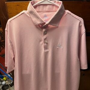 Lite pink and white striped Rhoback polo